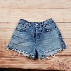 GRLFRND Shorts Womens 28 Blue Outdoor Cutoff‎ Denim Low Rise Boyfriend Ladies